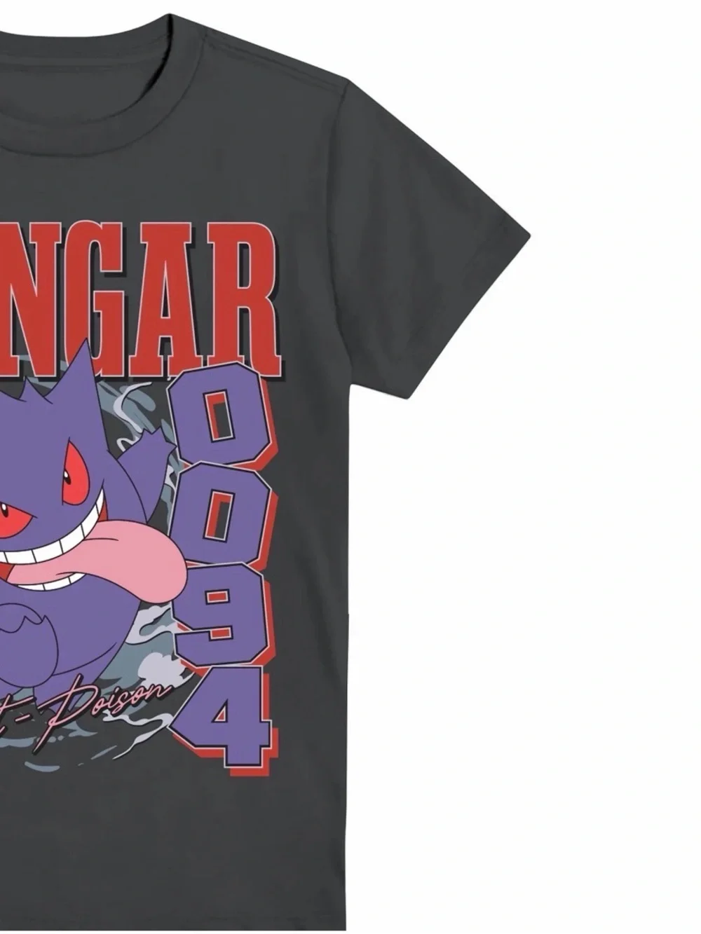 Gengar Graphic Tee in Charcoal with Purple Print